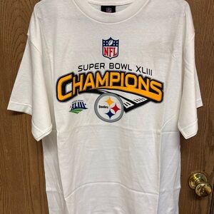Pittsburgh Steelers 2009 Super Bowl XLIII Football Large White T Shirt